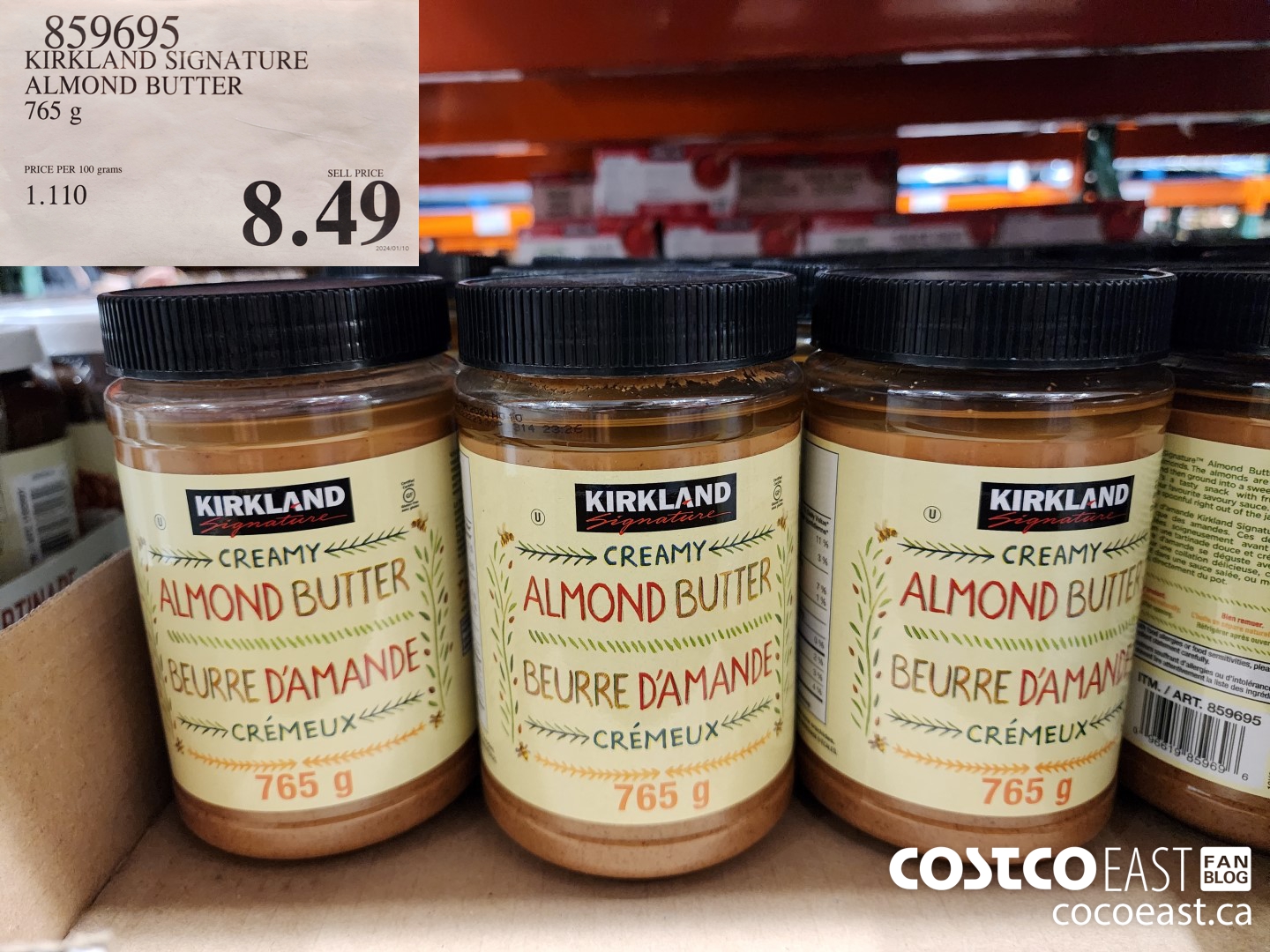 859695 KIRKLAND SIGNATURE ALMOND BUTTER 765 g $8.49