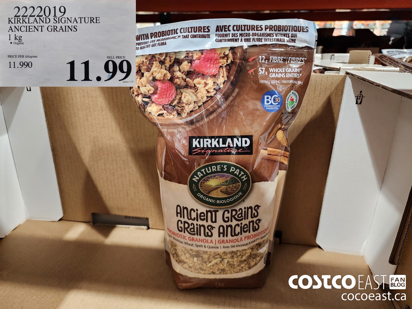 2222019 KIRKLAND SIGNATURE ANCIENT GRAINS 1 kg $11.99