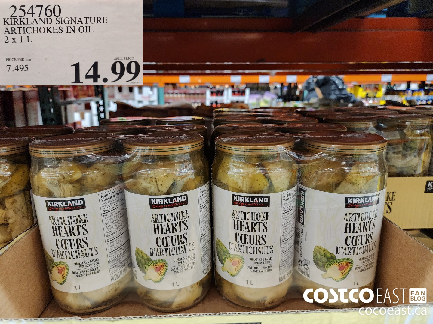 254760 KIRKLAND SIGNATURE ARTICHOKES IN OIL 2 x 1 L $14.99