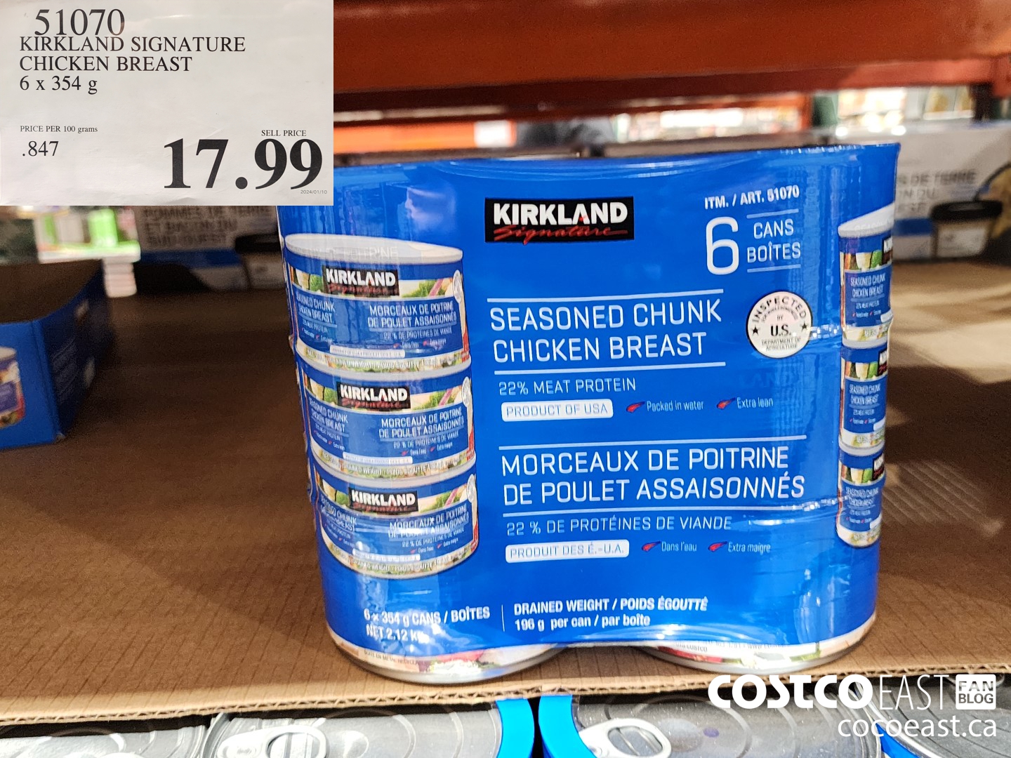 51070 KIRKLAND SIGNATURE CHICKEN BREAST 6 x 354 g $17.99