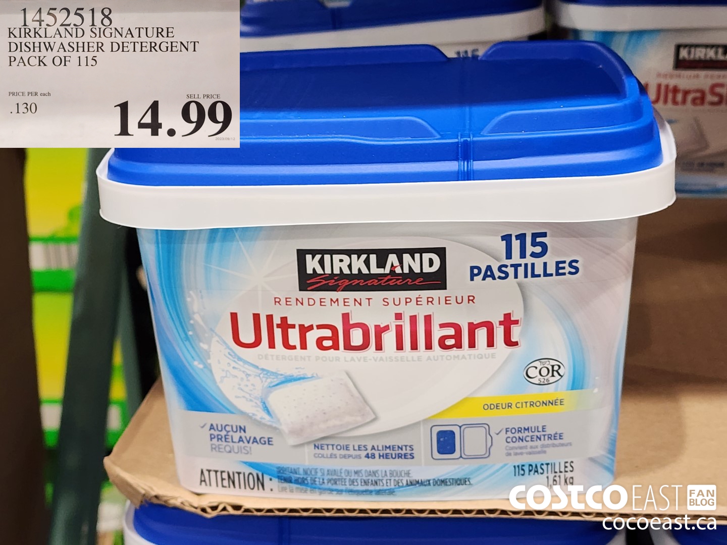 1452518 KIRKLAND SIGNATURE DISHWASHER DETERGENT 115 pack $14.99
