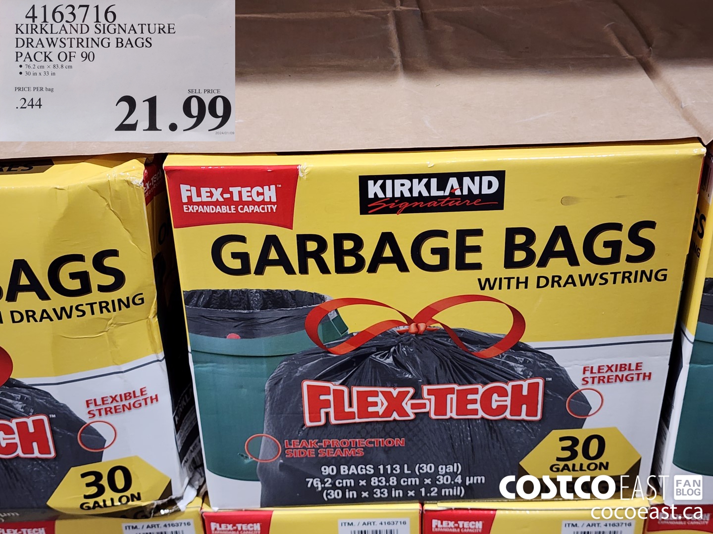 4163716 KIRKLAND SIGNATURE DRAWSTRING BAGS PACK OF 90 $21.99