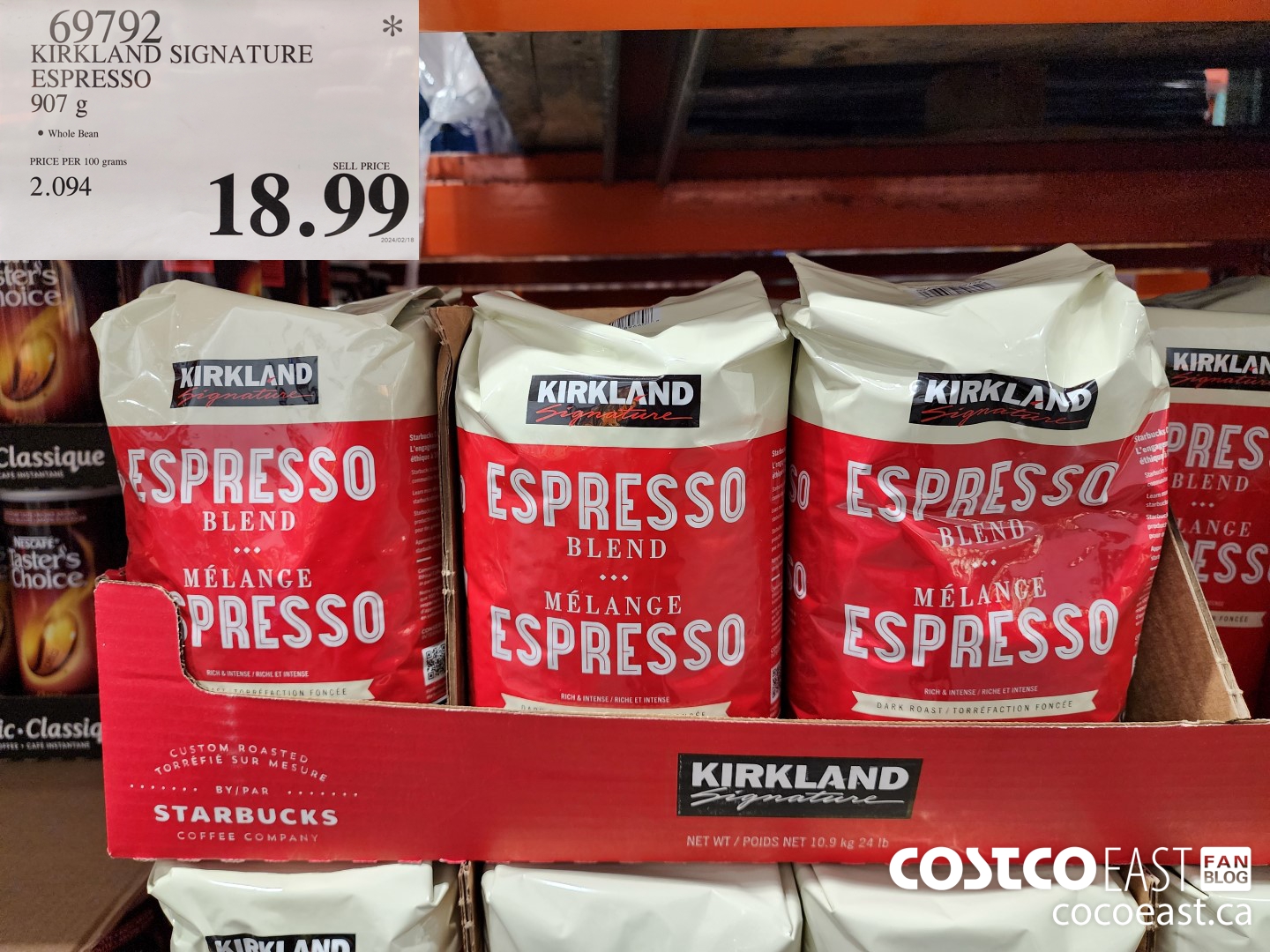69792 KIRKLAND SIGNATURE ESPRESSO 907G $18.99