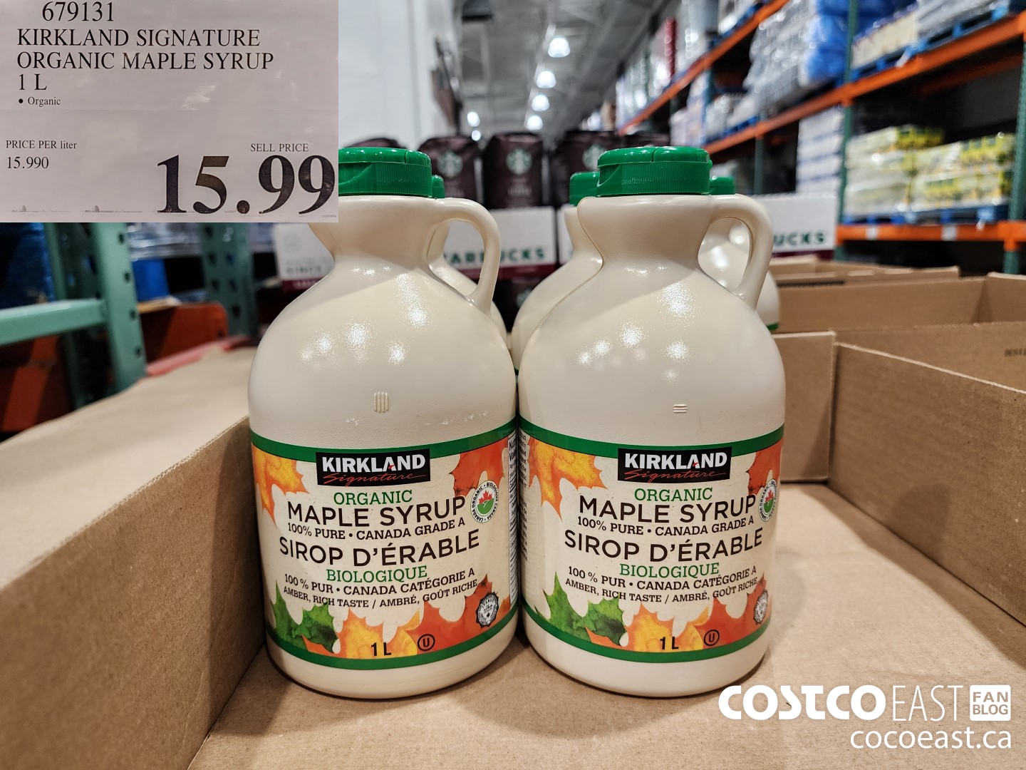 679131 KIRKLAND SIGNATURE ORGANIC MAPLE SYRUP 1L $15.99
