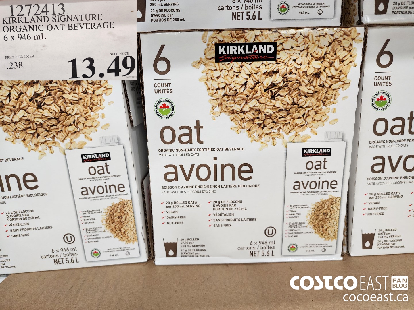 1272413 KIRKLAND SIGNATURE ORGANIC OAT BEVERAGE 6 x 946 mL $13.49