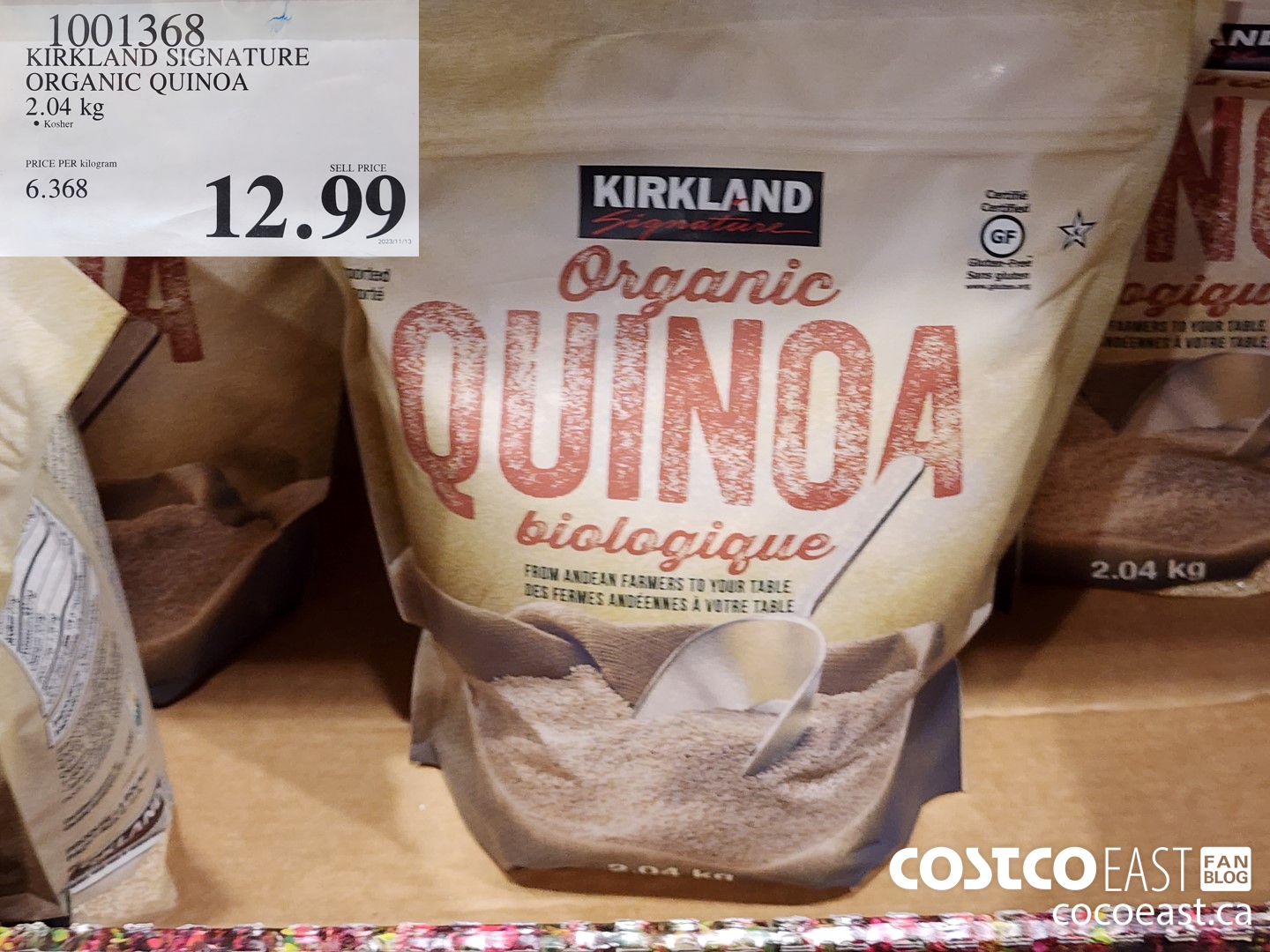 1001368 KIRKLAND SIGNATURE ORGANIC QUINOA 2.04 KG $12.99
