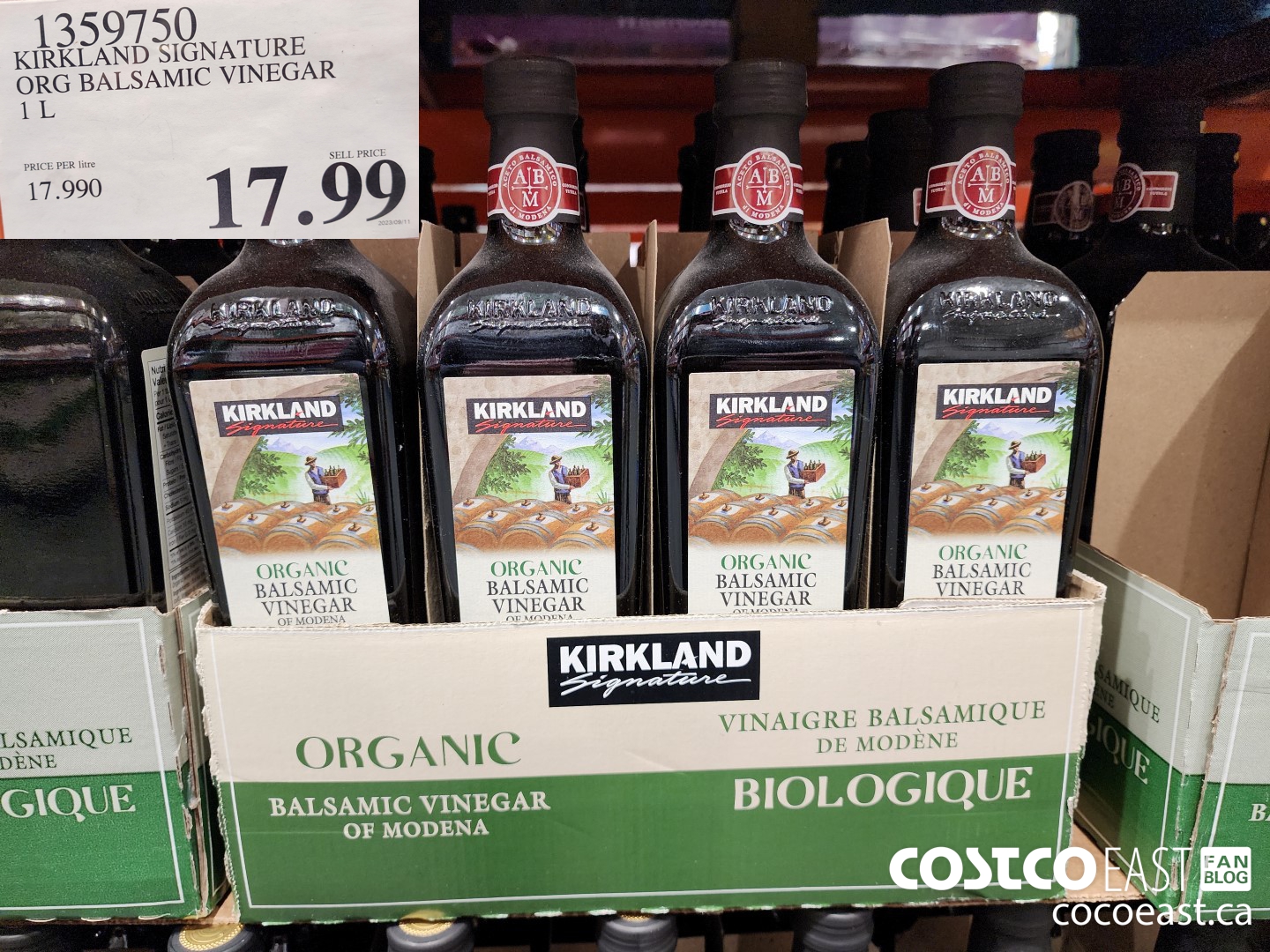 1359750 KIRKLAND SIGNATURE ORG BALSAMIC VINEGAR 1 L $17.99