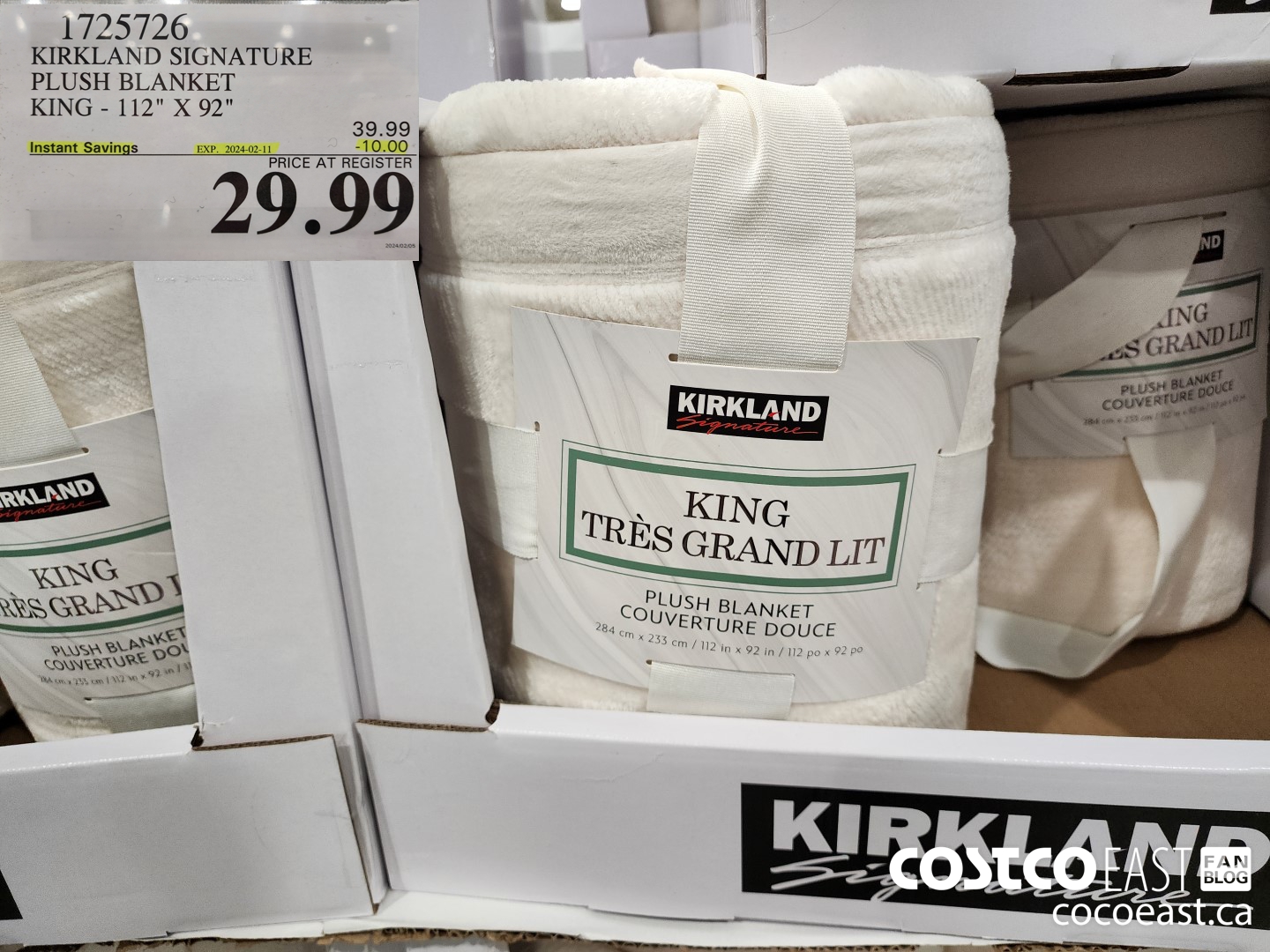 1725726 KIRKLAND SIGNATURE PLUSH BLANKET KING -112
