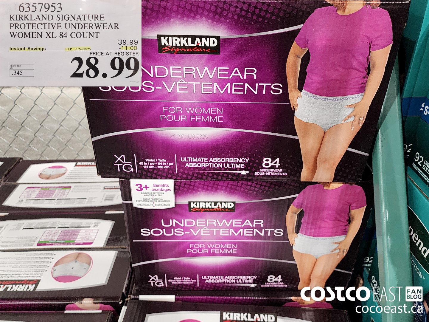 6357953 KIRKLAND SIGNATURE PROTECTIVE UNDERWEAR WOMEN XL 84 COUNT ($11.00 INSTANT SAVINGS EXPIRES ON 2024-02-25) $28.99