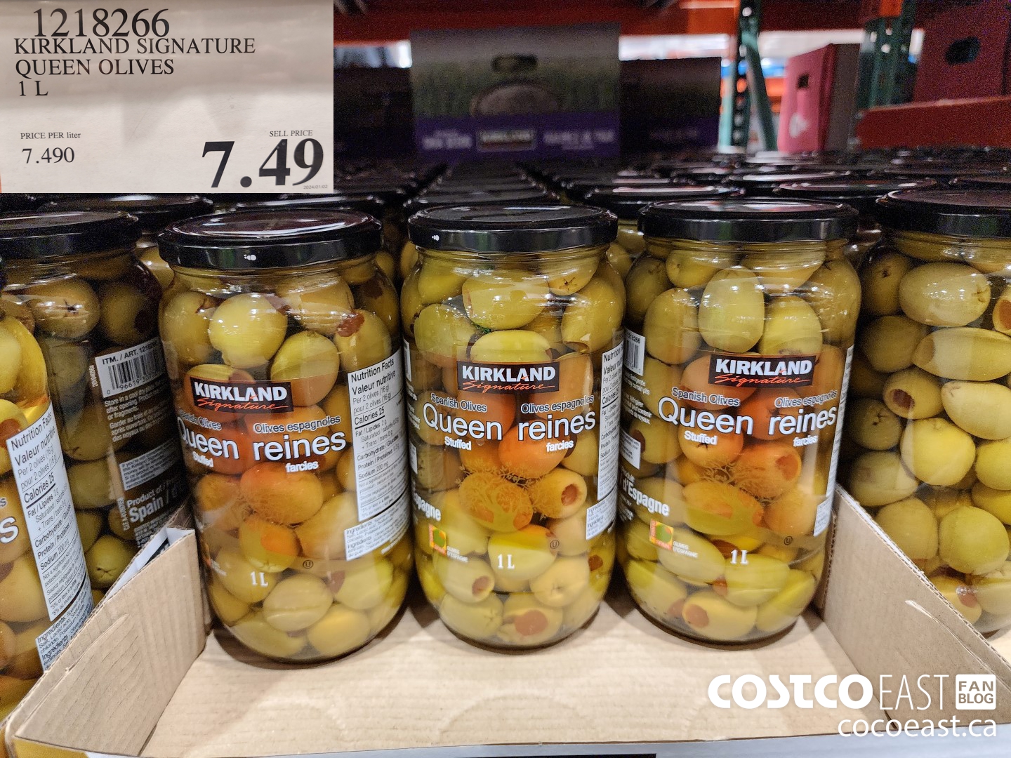 1218266 KIRKLAND SIGNATURE QUEEN OLIVES 1 L $7.49