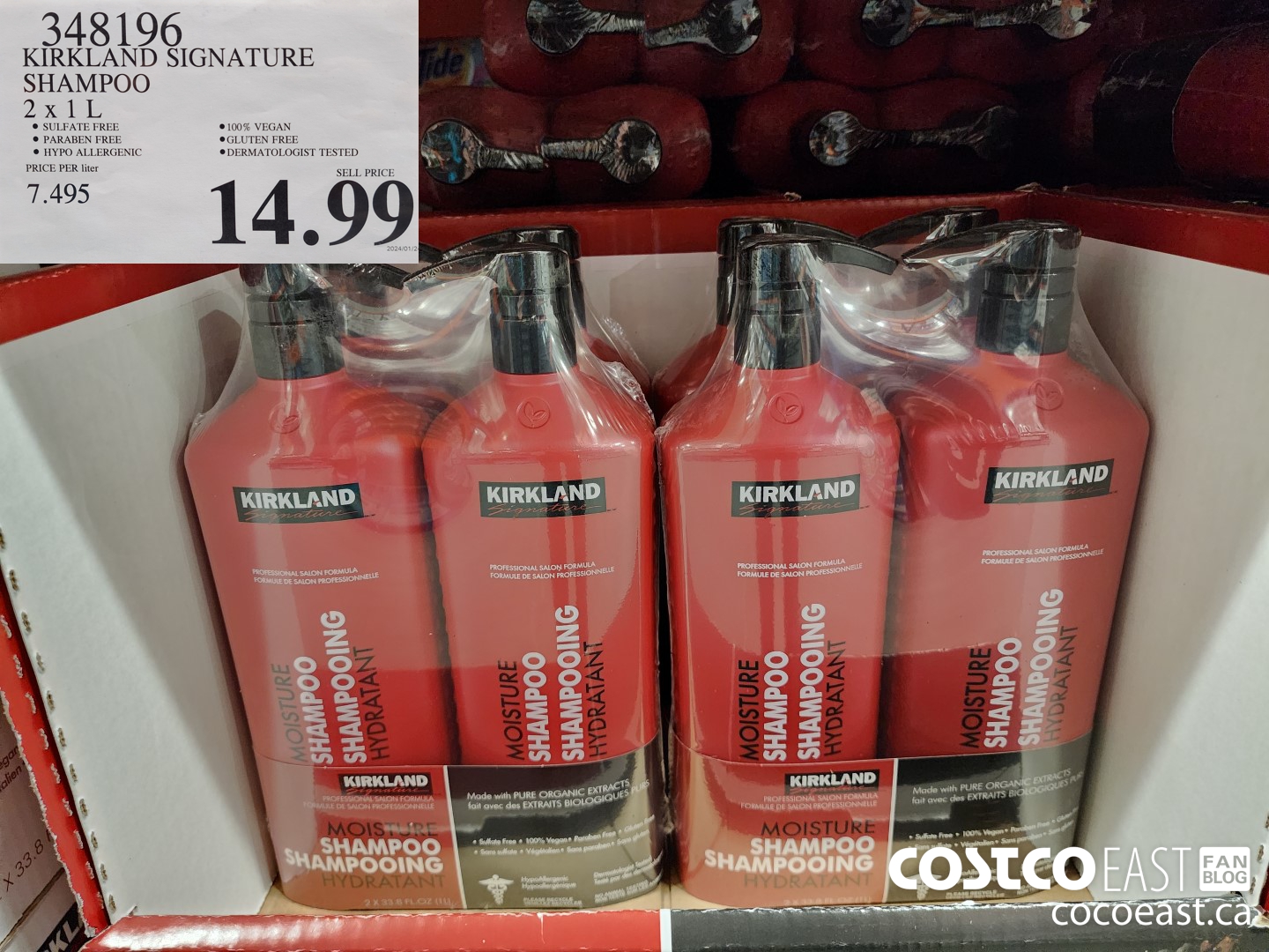 348196 KIRKLAND SIGNATURE SHAMPOO 2 X 1L $14.99