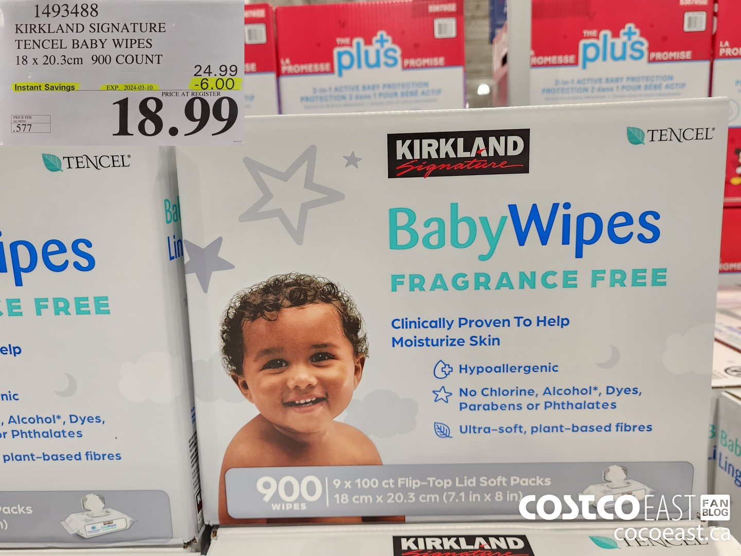 1493488 KIRKLAND SIGNATURE TENCEL BABY WIPES 18 X 20.3CM 900 COUNT ($6.00 INSTANT SAVINGS EXPIRES ON 2024-03-10) $18.99