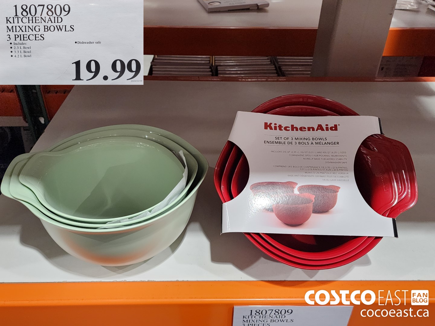1807809 KITCHENAID MIXING BOWLS 3 PIECES $19.99