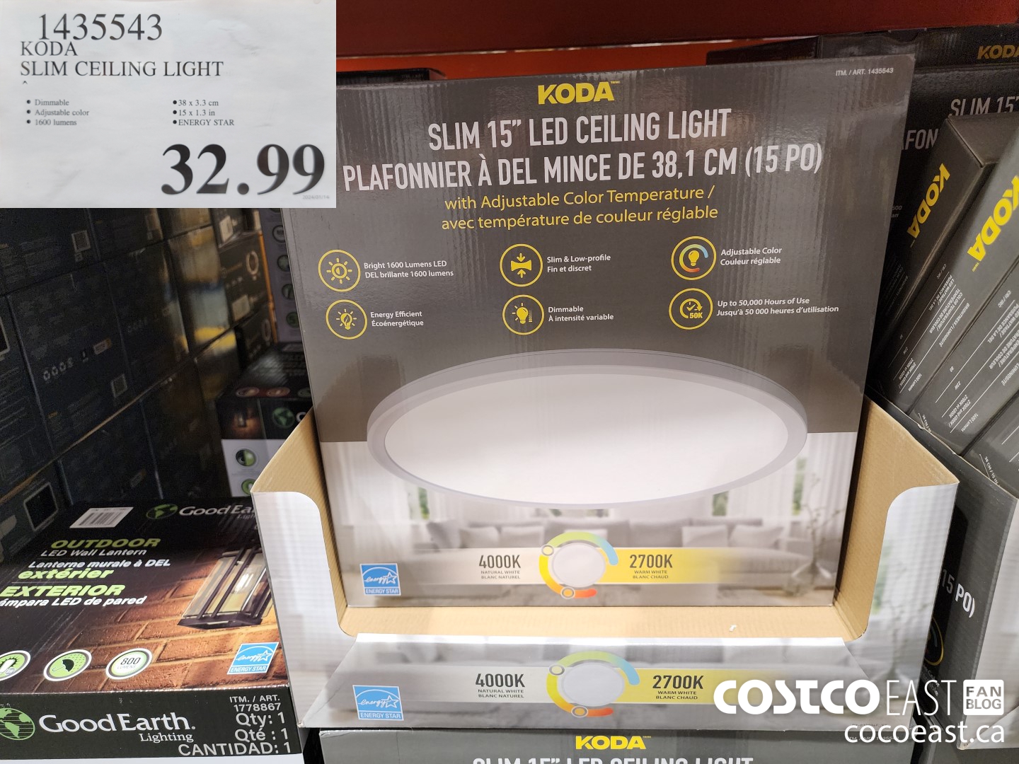 1435543 KODA SLIM CEILING LIGHT $32.99