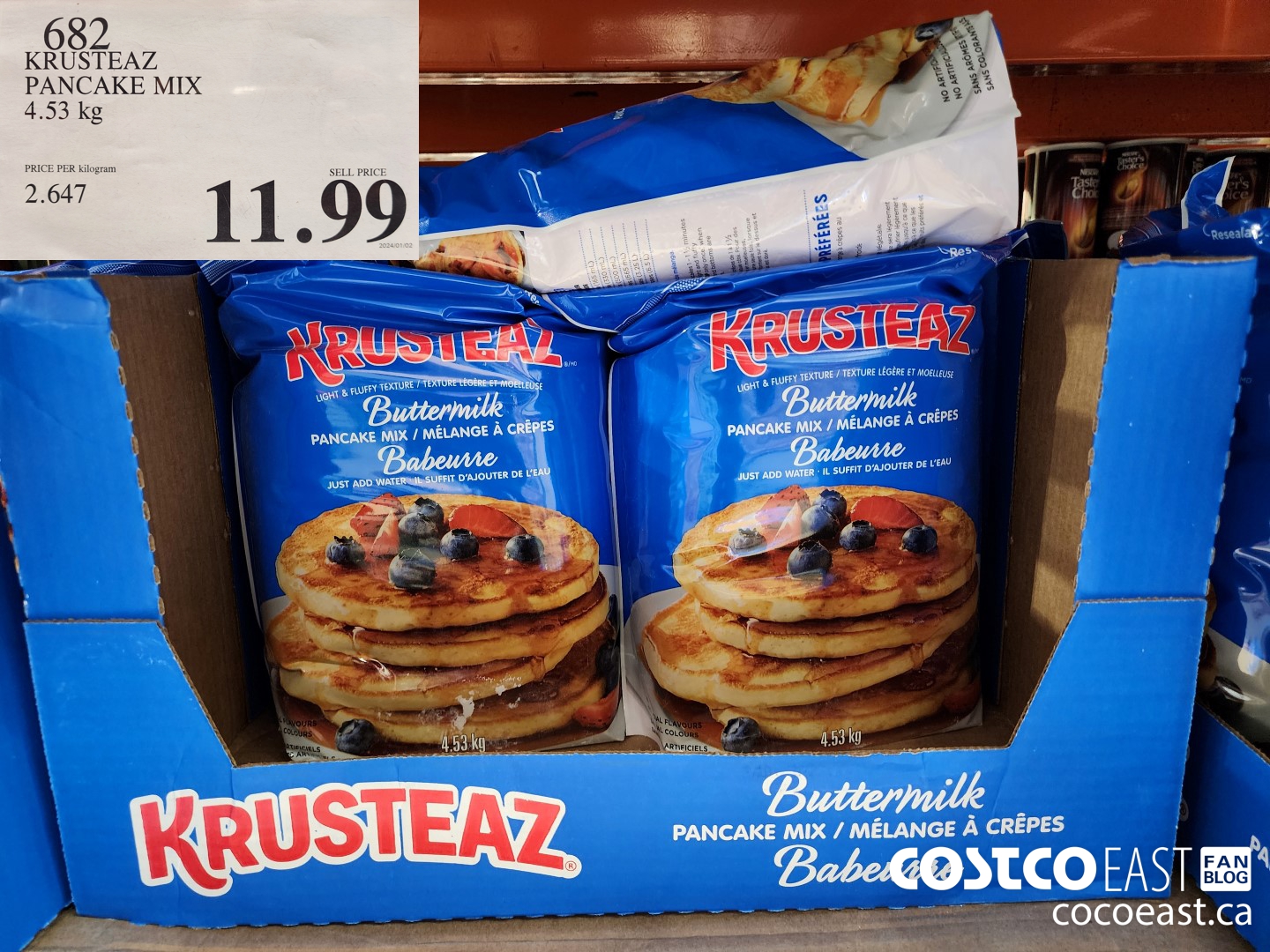 682 KRUSTEAZ PANCAKE MIX 4.53KG $11.99