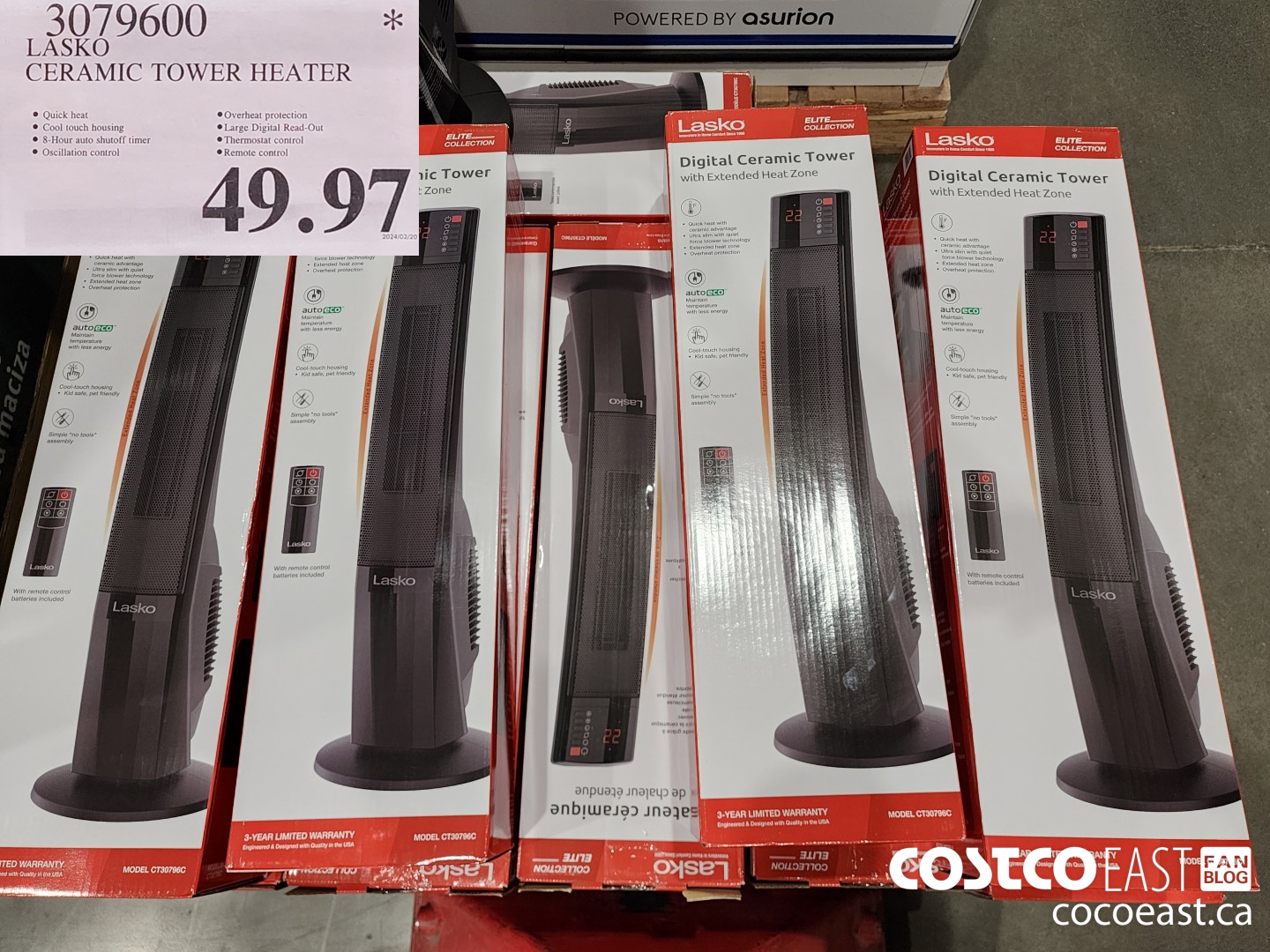 3079600 LASKO CERAMIC TOWER HEATER $49.97