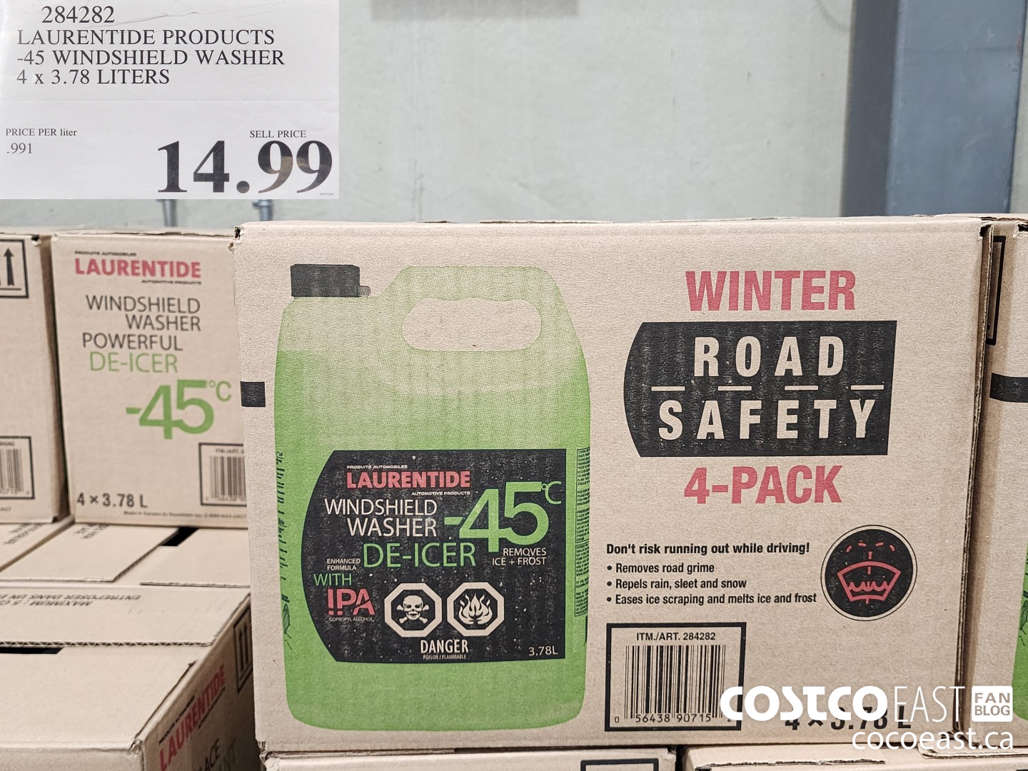 284282 LAURENTIDE PRODUCTS -45 WINDSHIELD WASHER 4 X 3.78 LITERS $14.99