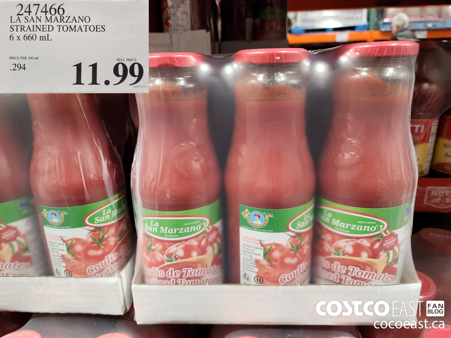 247466 LA SAN MARZANO STRAINED TOMATOES 6 X 680 G $11.99