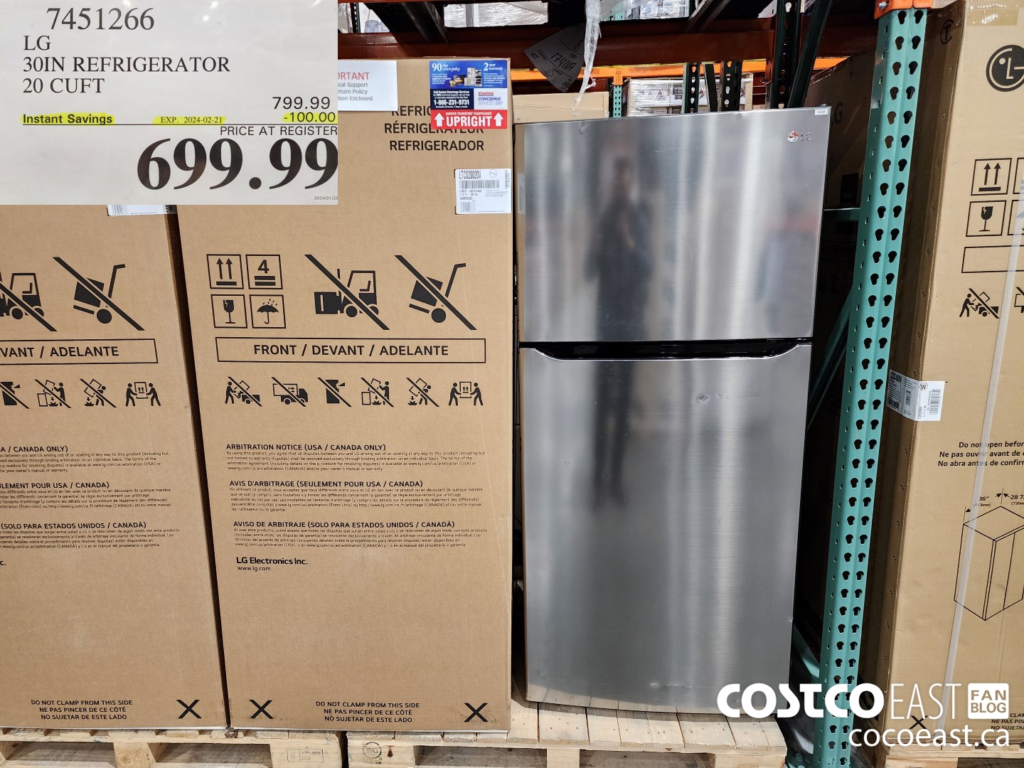 7451266 LG 30 IN. REFRIGERATOR 20 cuft ($100.00 INSTANT SAVINGS EXPIRES ON 2024-02-21) $699.99