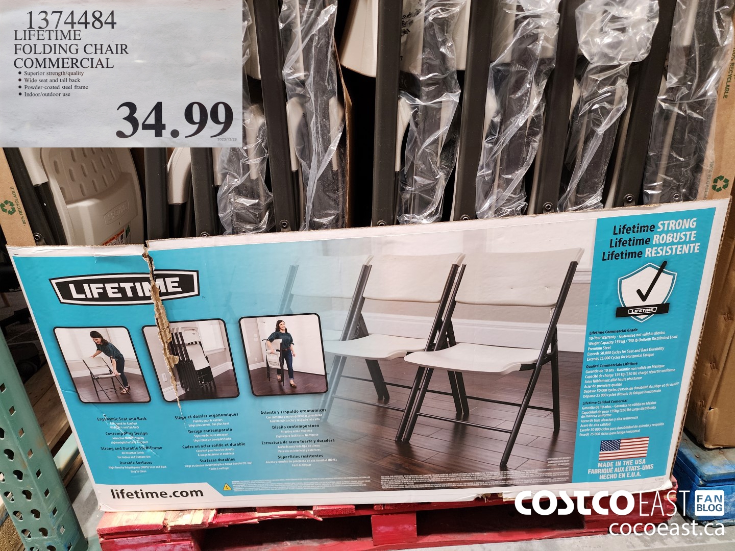 1374484 LIFETIME FOLDING CHAIR COMMERCIAL $34.99