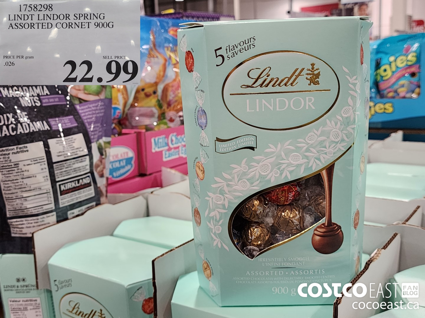 1758298 LINDT LINDOR SPRING ASSORTED CORNET 900G $22.99
