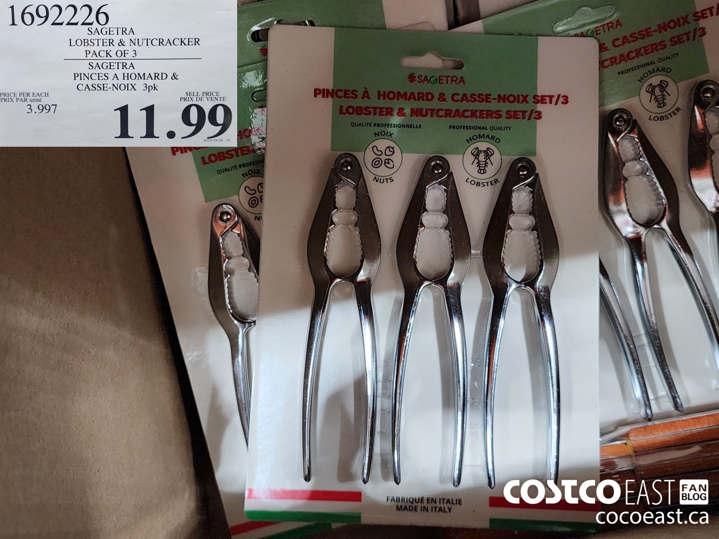 1692226 LOBSTER & NUTCRACKER PACK OF 3 SAGETRA $11.99