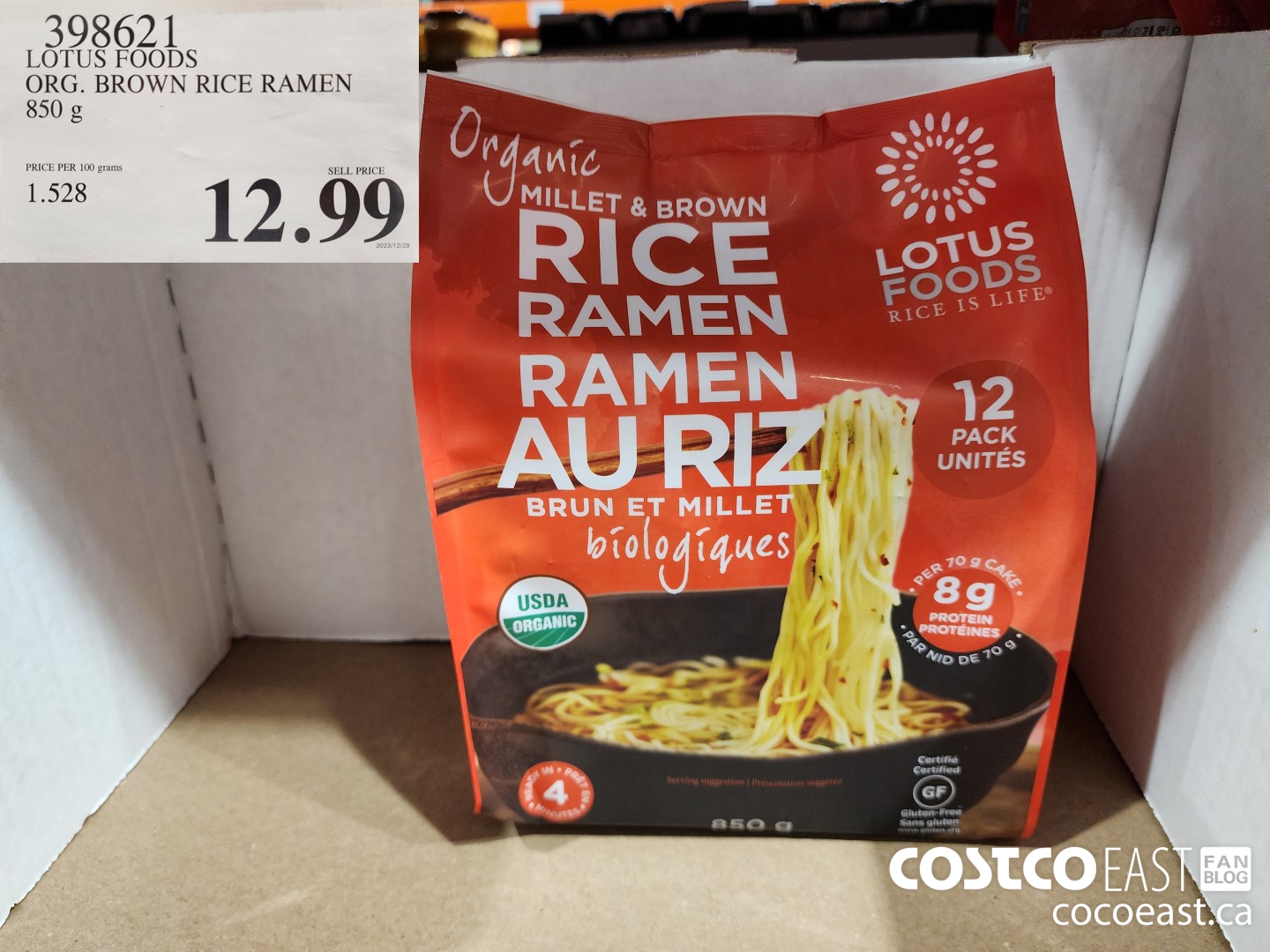 398621 LOTUS FOODS ORG. BROWN RICE RAMEN 850 g $12.99