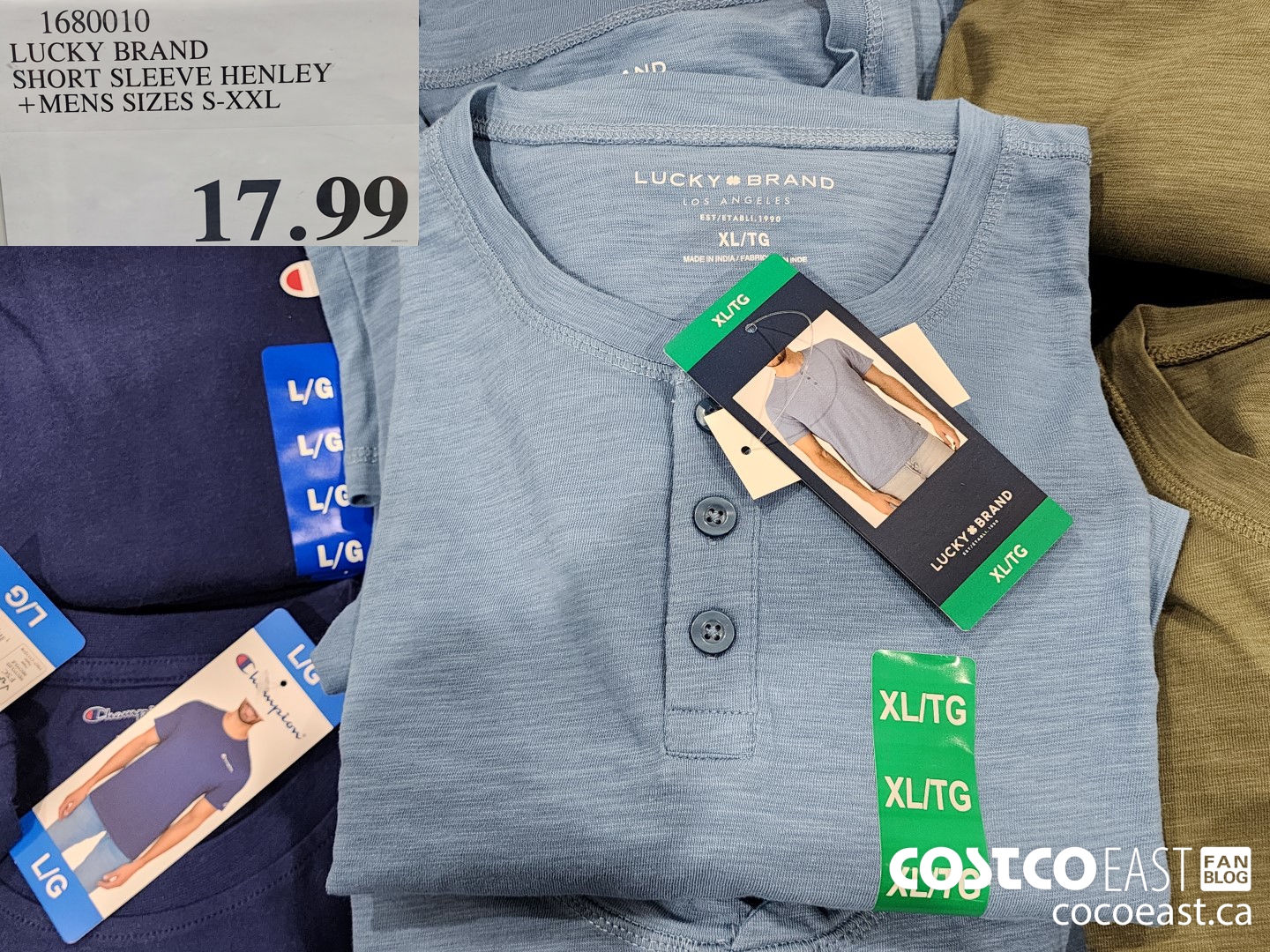 1680010 LUCKY BRAND SHORT SLEEVE HENLEY +MENS SIZES S-XXL $17.99