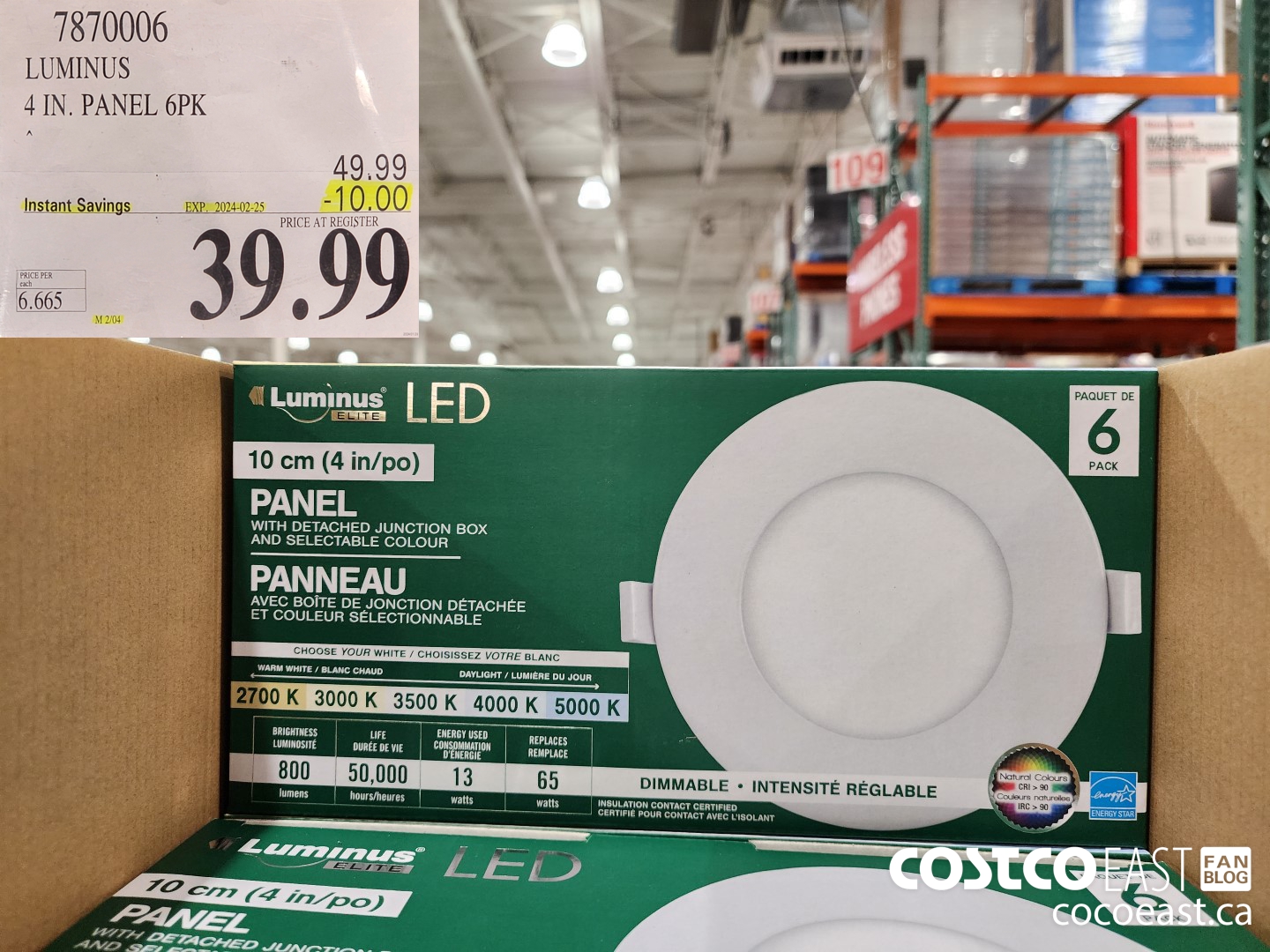 7870006 LUMINUS 4 IN. PANEL 6PK ($10.00 INSTANT SAVINGS EXPIRES ON 2024-02-25) $39.99