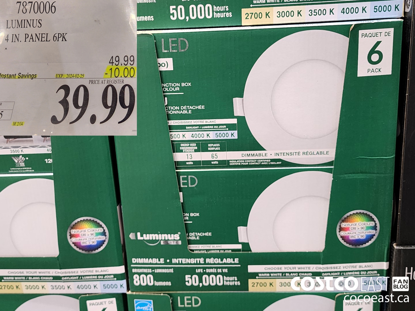 7870006 LUMINUS 4 IN. PANEL 6PK ($10.00 INSTANT SAVINGS EXPIRES ON 2024-02-25) $39.99