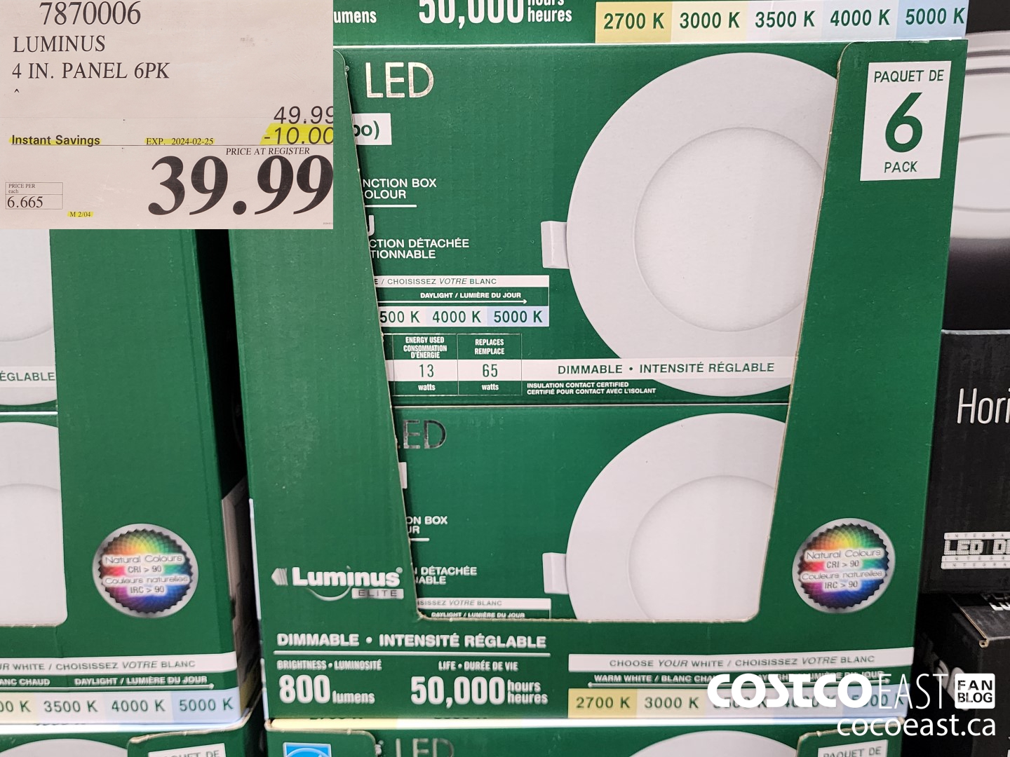 7870006 LUMINUS 4 IN. PANEL 6PK ($10.00 INSTANT SAVINGS EXPIRES ON 2024-02-25) $39.99