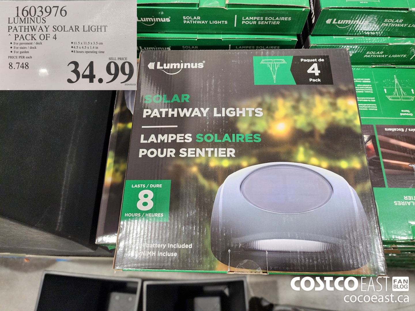 1603976 LUMINUS PATHWAY SOLAR LIGHT PACK OF 4 $34.99