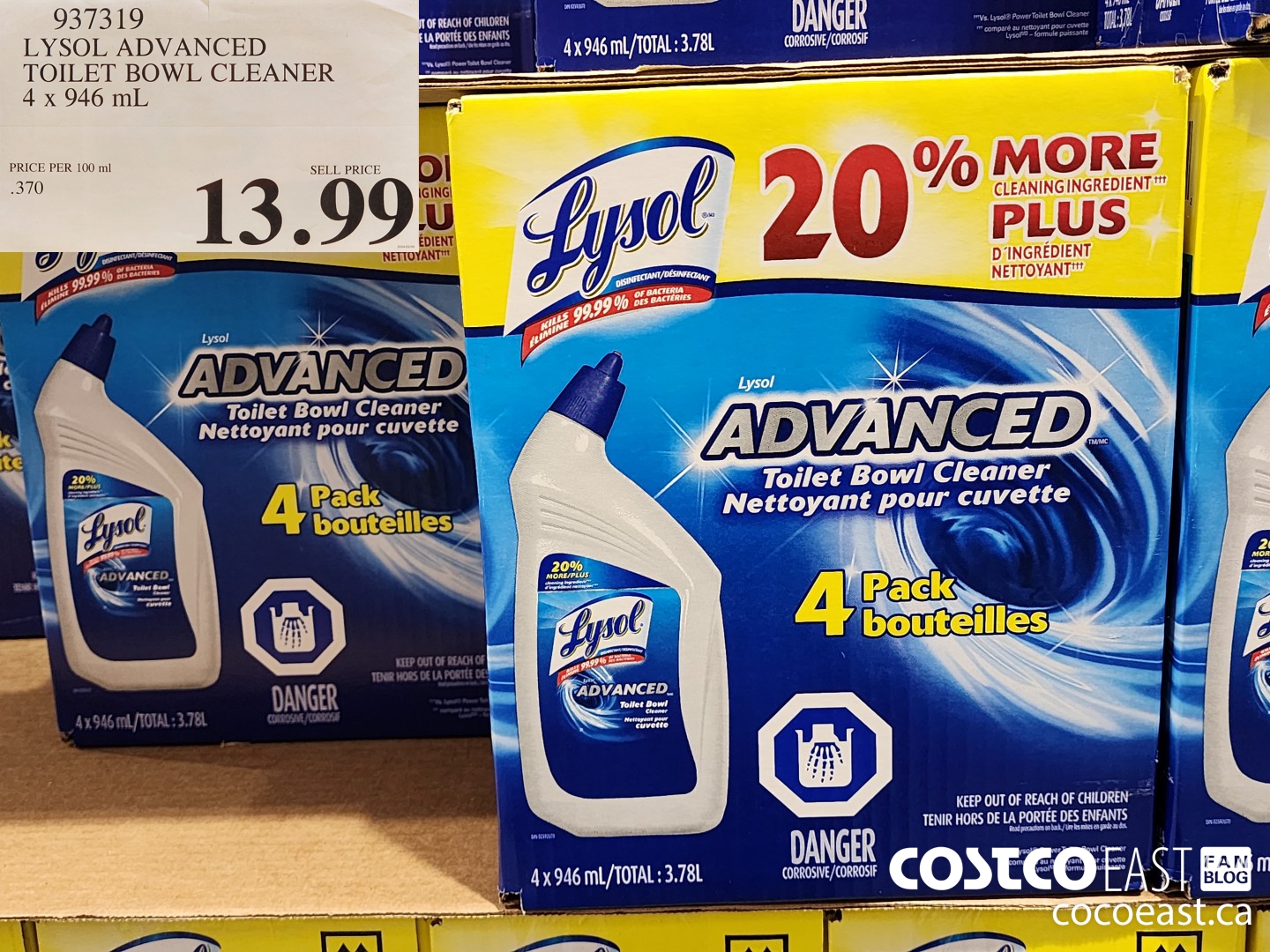 937319 LYSOL ADVANCED TOILET BOWL CLEANER 4 X 946 ML $13.99