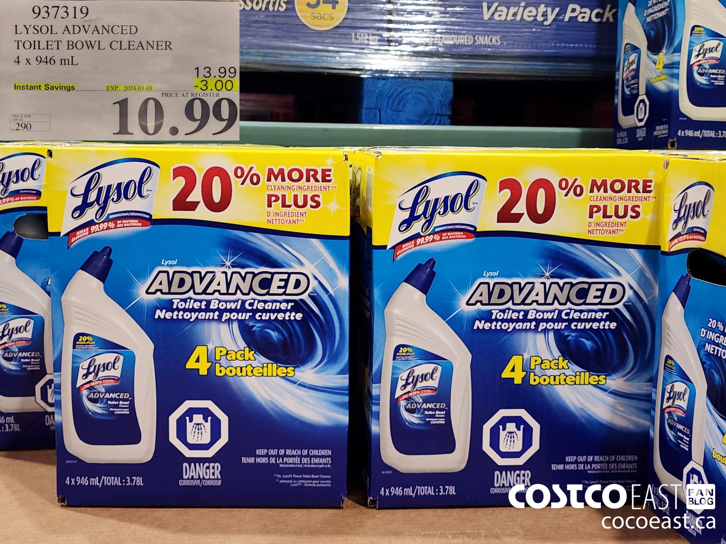 937319 LYSOL ADVANCED TOILET BOWL CLEANER 4 X 946 ML ($3.00 INSTANT SAVINGS EXPIRES ON 2024-03-03) $10.99