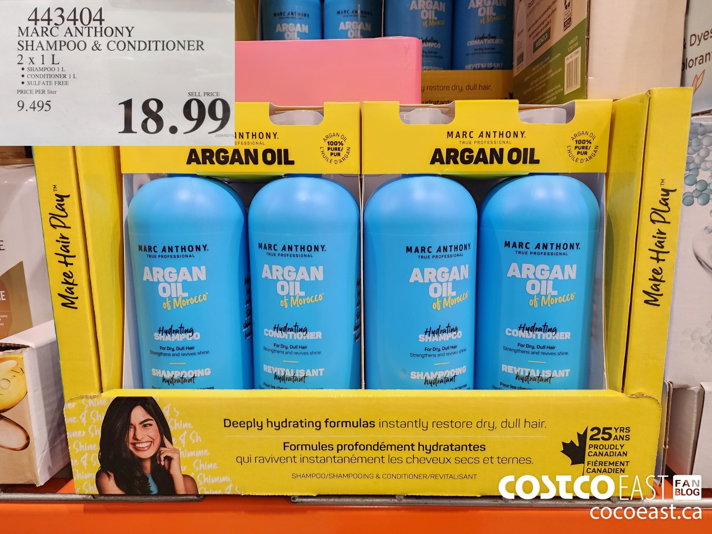 443404 MARC ANTHONY SHAMPOO & CONDITIONER 2 X 1L $18.99