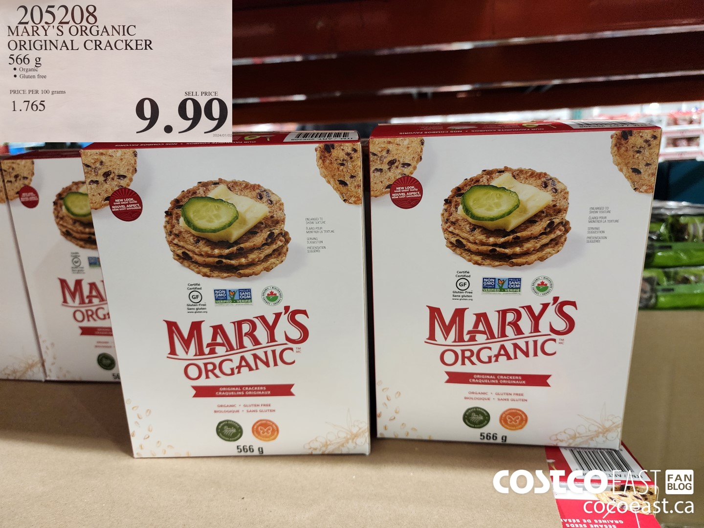 205208 MARY'S ORGANIC ORIGINAL CRACKER 566G $9.99