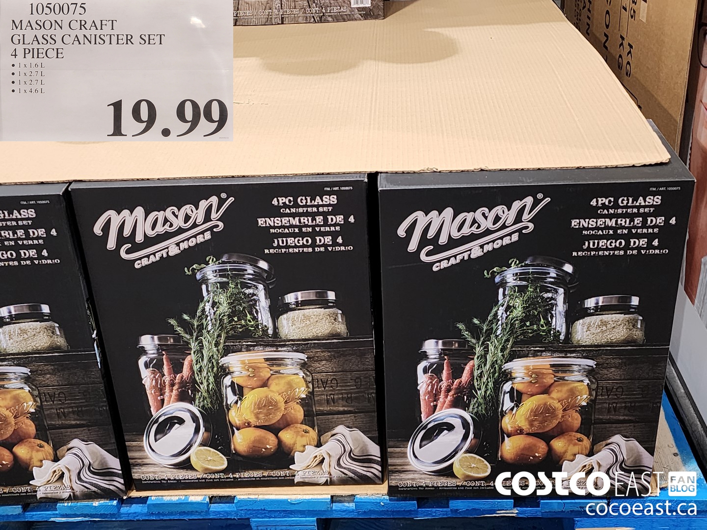 1050075 MASON GLASS STORAGE SET 4 PIECE $19.99