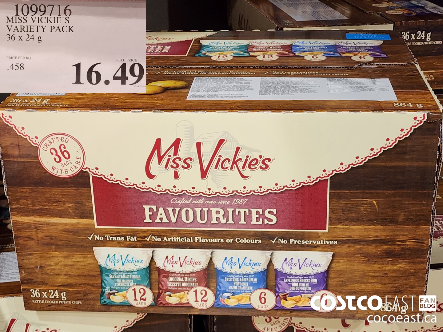 1099716 MISS VICKIES FAVOURITES 36 X 24G $16.49