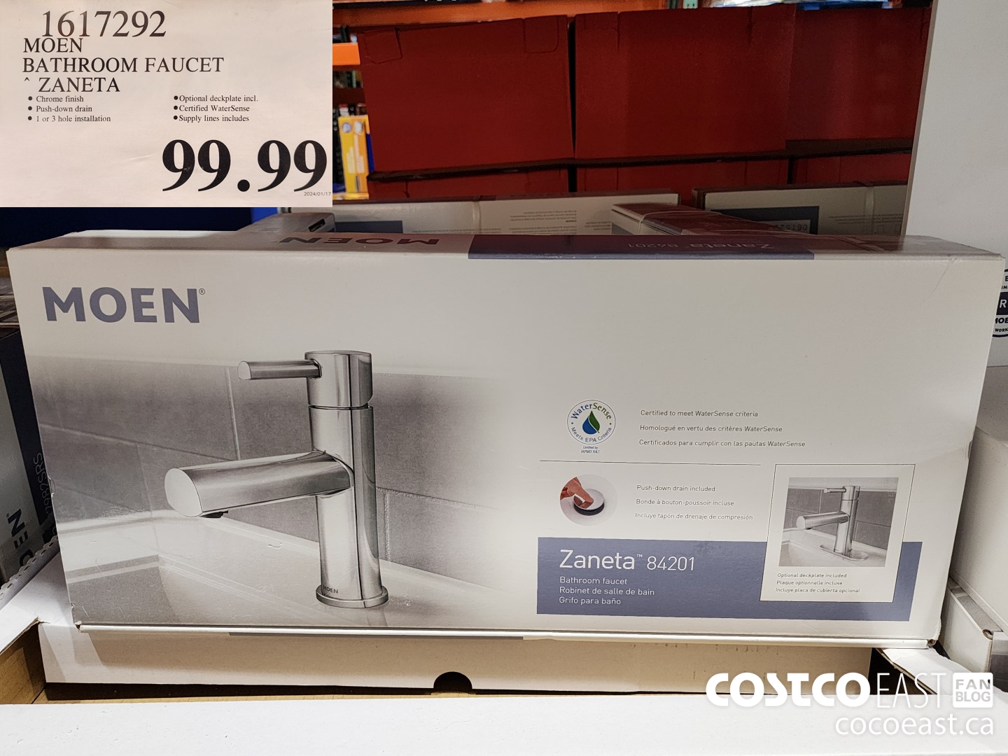 1617292 MOEN BATHROOM FAUCET ZANETA $99.99