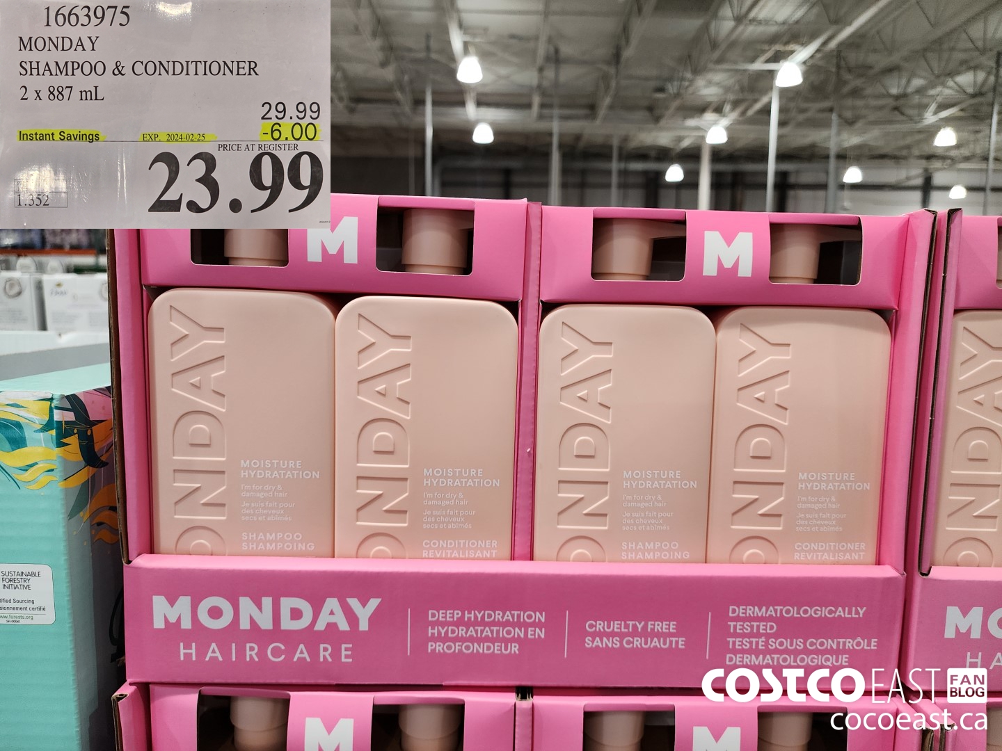 1663975 MONDAY SHAMPOO & CONDITIONER 2 x 887 mL ($6.00 INSTANT SAVINGS EXPIRES ON 2024-02-25) $23.99