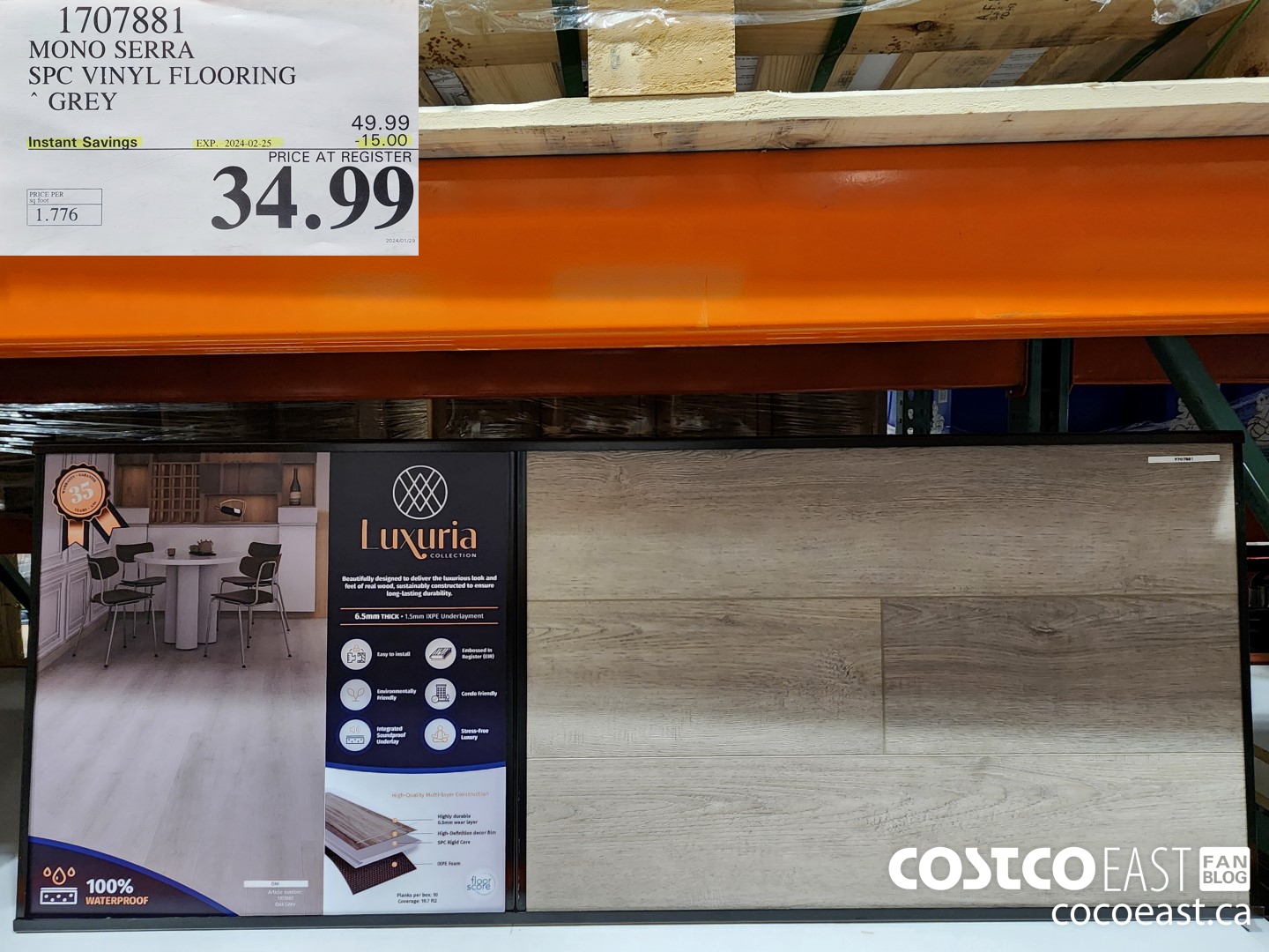 1707881 MONO SERRA 5PC VINYL FLOORING GREY ($15.00 INSTANT SAVINGS EXPIRES ON 2024-02-25) $34.99