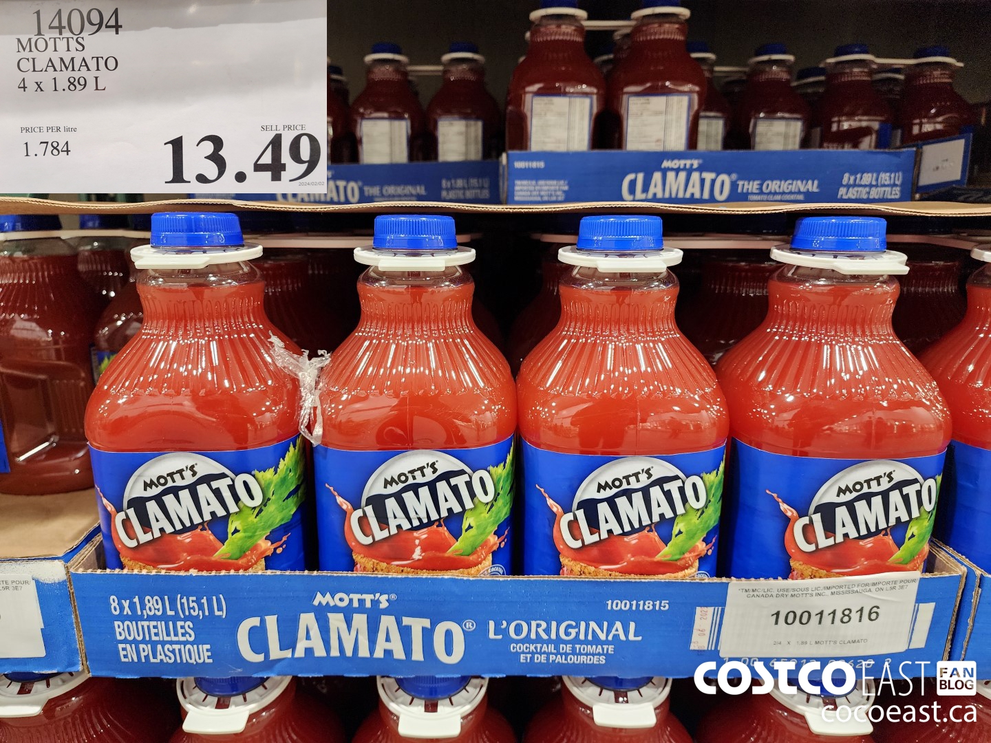 14094 MOTTS CLAMATO 4 x 1.89L $13.49