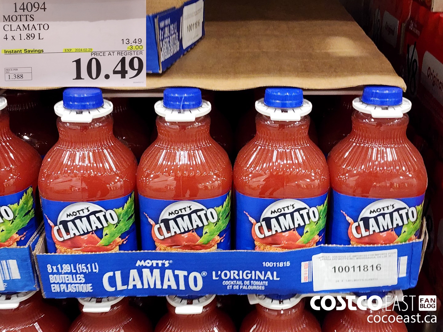 14094 MOTTS CLAMATO 4 x 1.89L ($3.00 INSTANT SAVINGS EXPIRES ON 2024-02-25) $10.49