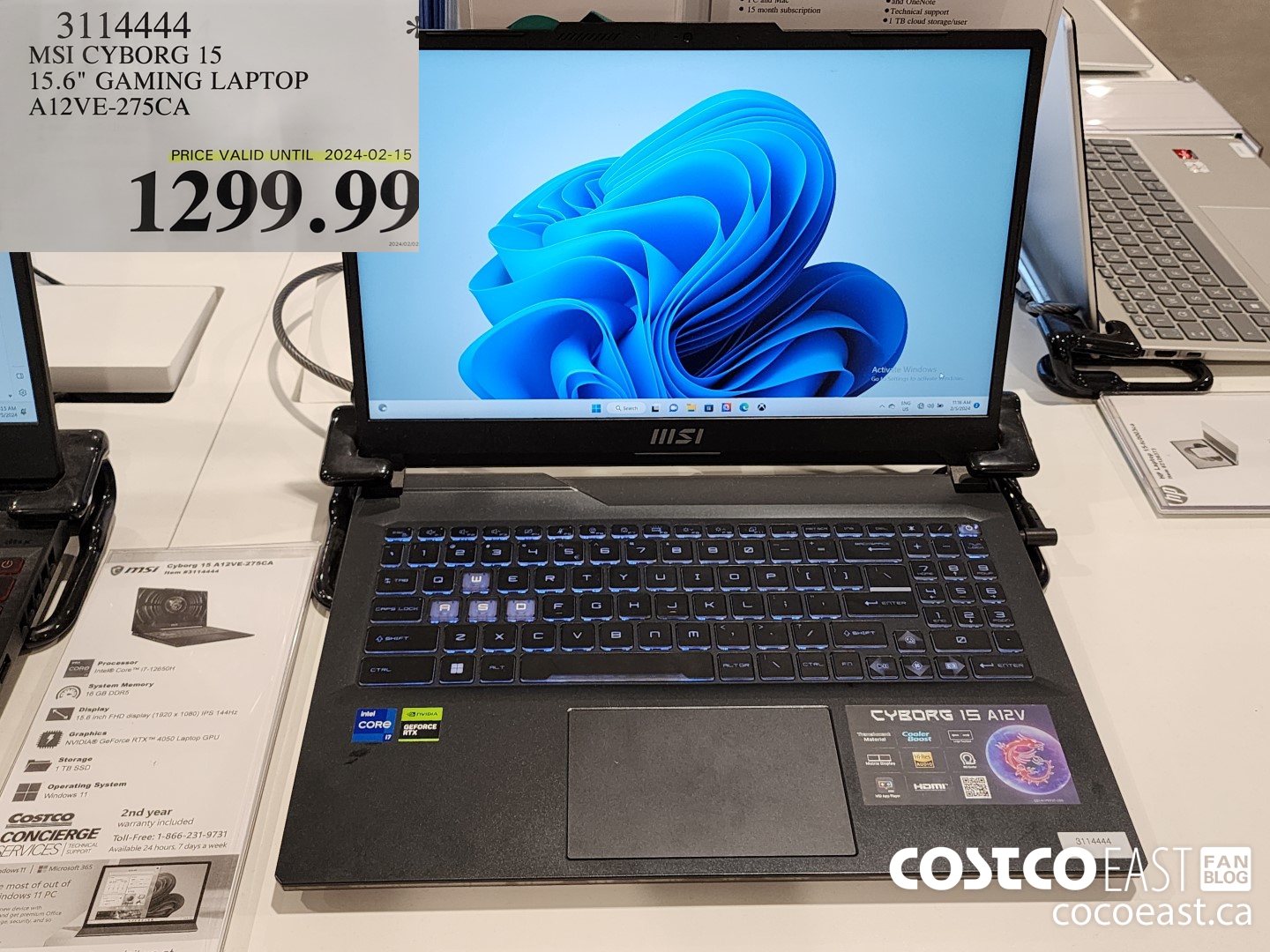 3114444 MSI CYBORG 15 15.6' GAMING LAPTOP A12VE-275CA $1299.99