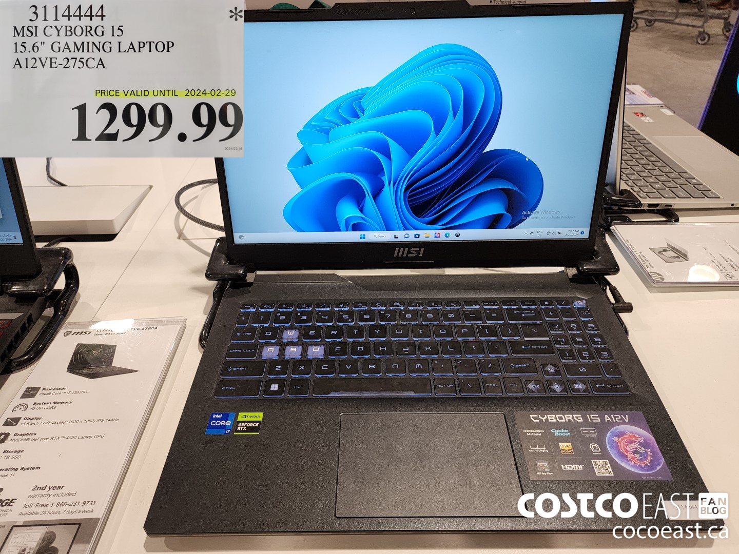 3114444 MSI CYBORG 15 15.6' GAMING LAPTOP A12VE-275CA $1299.99