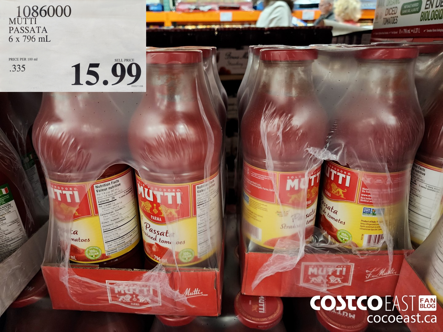 1086000 MUTTI MUTTI PASSATA 6 X 796 ML $15.99