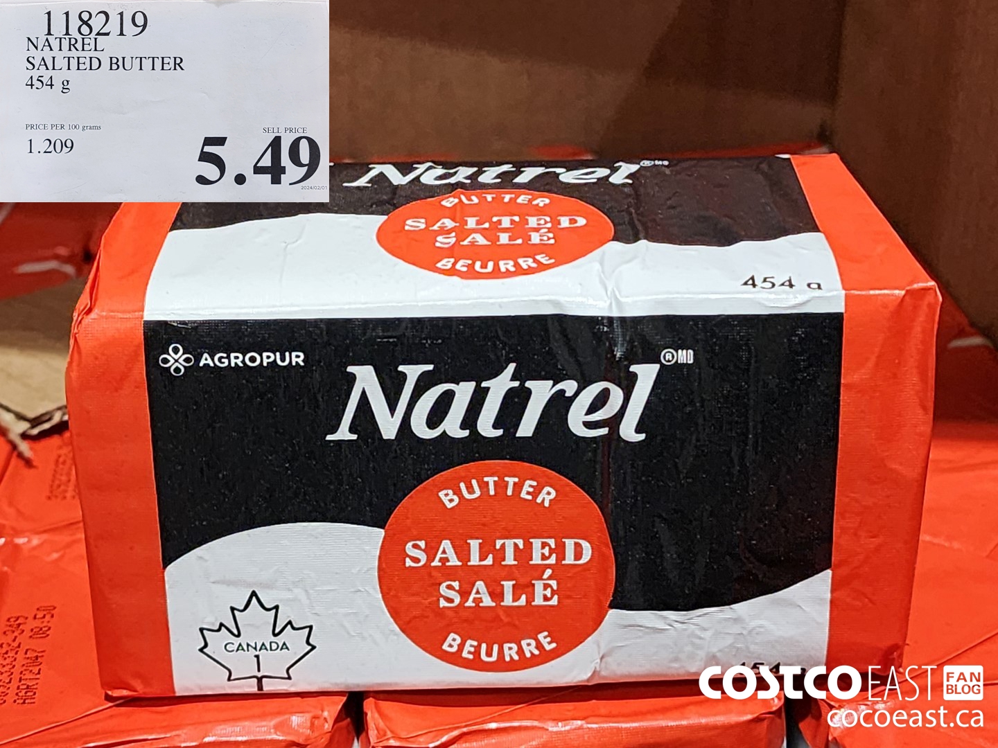 118219 NATREL SALTED BUTTER 454 G $5.49