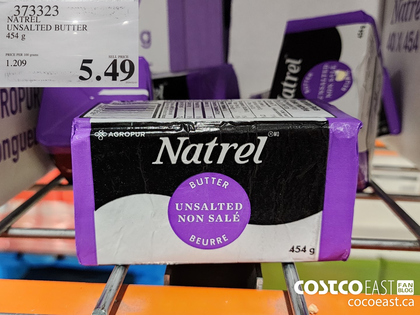 373323 NATREL UNSALTED BUTTER 454 G $5.49