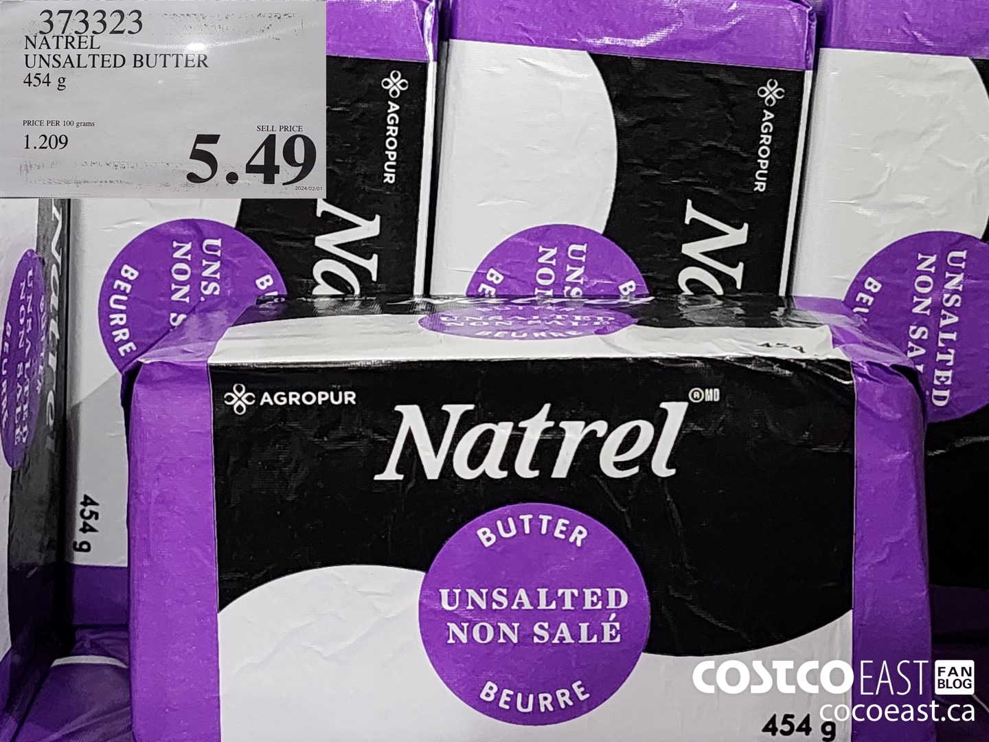 373323 NATREL UNSALTED BUTTER 454 G $5.49
