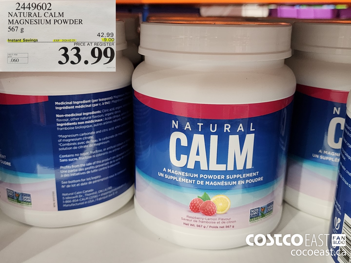 2449602 NATURAL CALM MAGNESIUM POWDER 567 G ($9.00 INSTANT SAVINGS EXPIRES ON 2024-02-25) $33.99